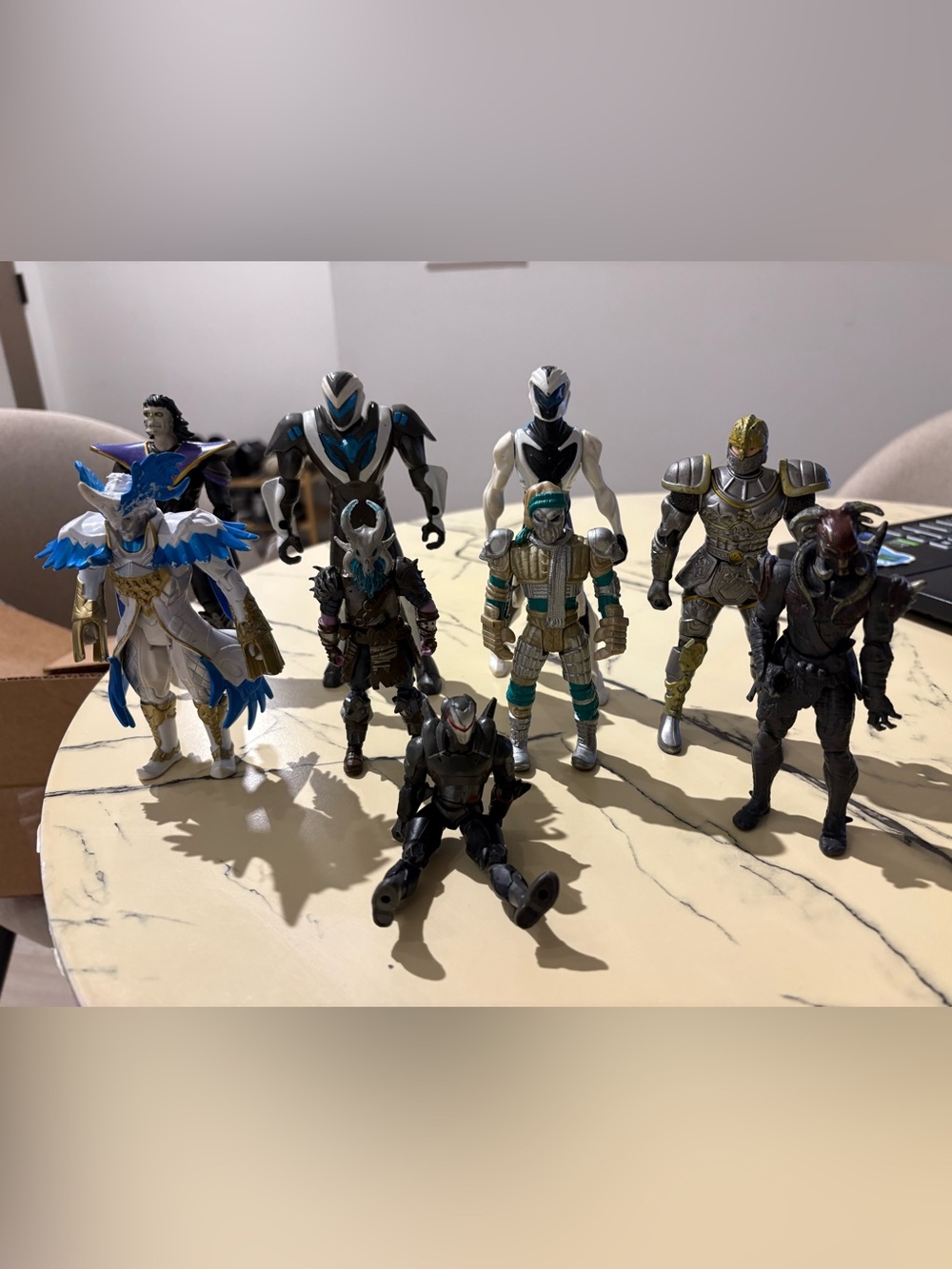 Power Ranger Figures Pack - Blue, Black, White & Gold Characters